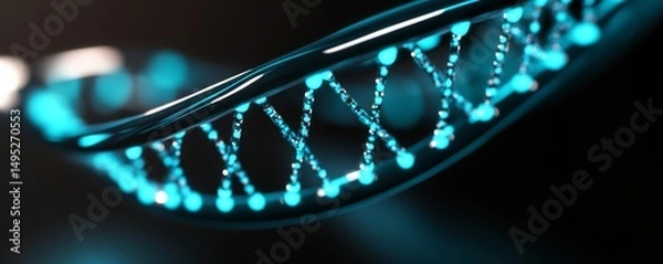 Fototapeta Teal DNA Strand Helix, Science, Biology