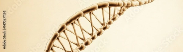 Fototapeta Vintage Style DNA Strand Illustration on Cream Background, Genetics , Biology