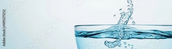 Fototapeta Water Pouring into Glass, Waves and Bubbles, hydration ,drink