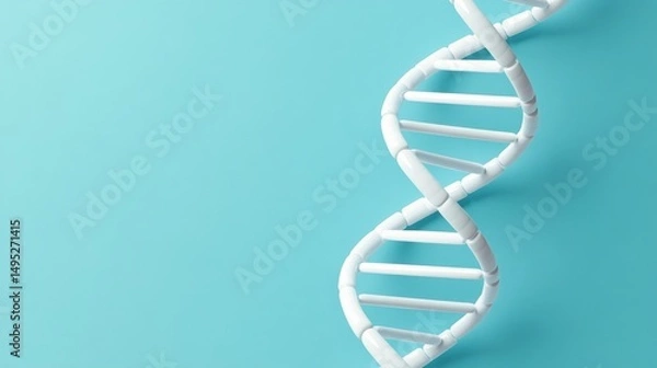 Fototapeta White DNA Double Helix on Blue, genetics , science