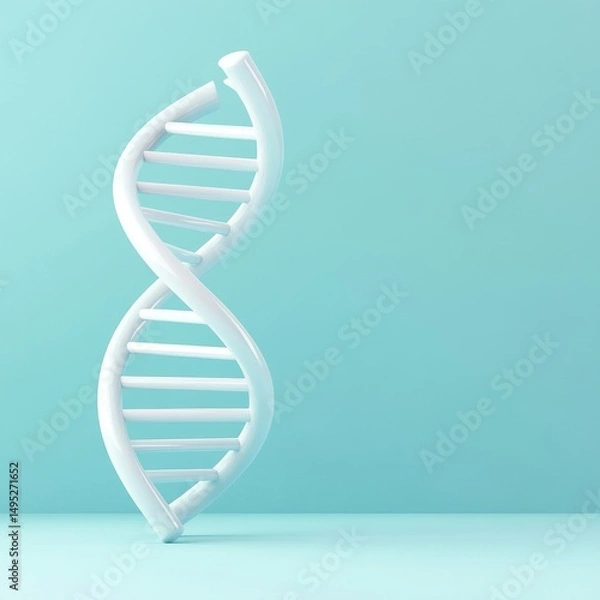 Fototapeta White DNA Model on Teal Background, Science , Genetics