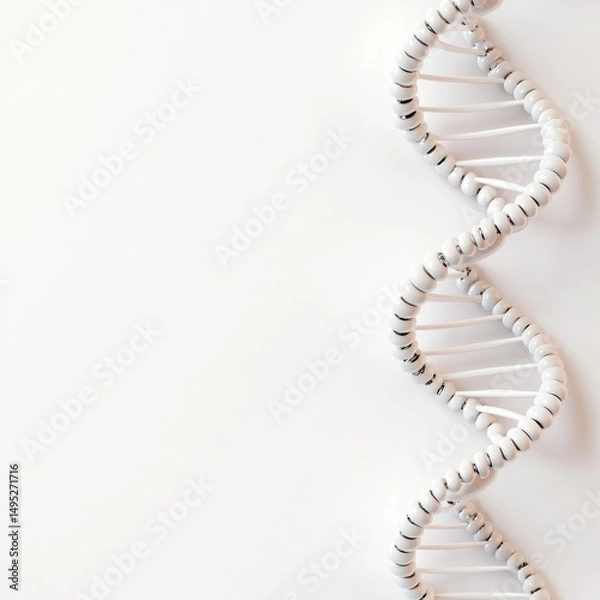 Fototapeta White DNA Structure on White Background,Science , Genetics