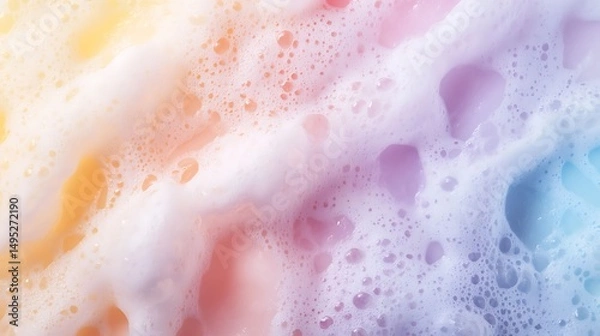 Fototapeta Digital illustration of vibrant, multicolored bubbles creating an abstract foam pattern.