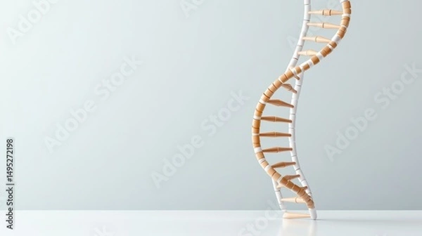Fototapeta Wooden DNA Model on White Background, healthcare , science