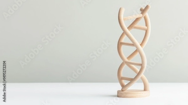 Fototapeta Wooden DNA Model on White Surface, Science , Genetics
