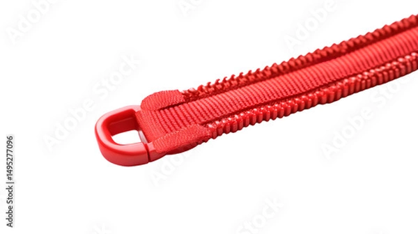 Fototapeta Vibrant Red Zipper on White Background for Fashion Design and Concepts