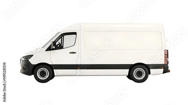 Fototapeta Professional Delivery Van Isolated on Transparent Background Mockup