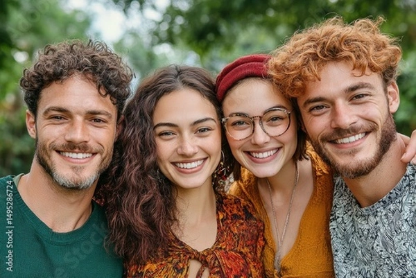 Obraz A group portrait friendship. Generative AI