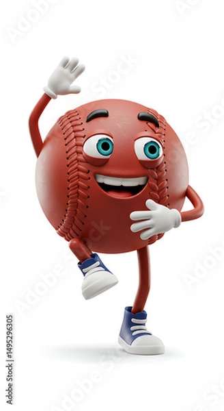 Fototapeta Joyful baseball character strikes a fun pose