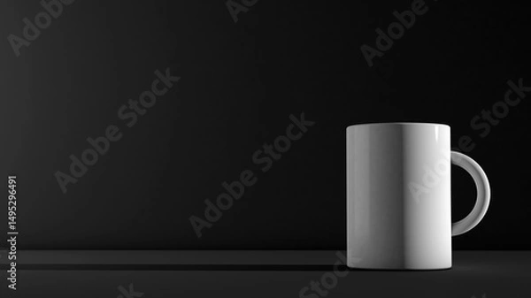 Obraz A white coffee mug on a dark background. 3d render illustration