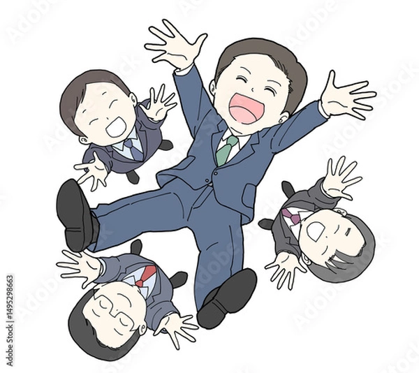Fototapeta 胴上げされるビジネスマン