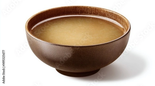 Fototapeta Detailed 3D rendering of a bowl filled with rich miso broth