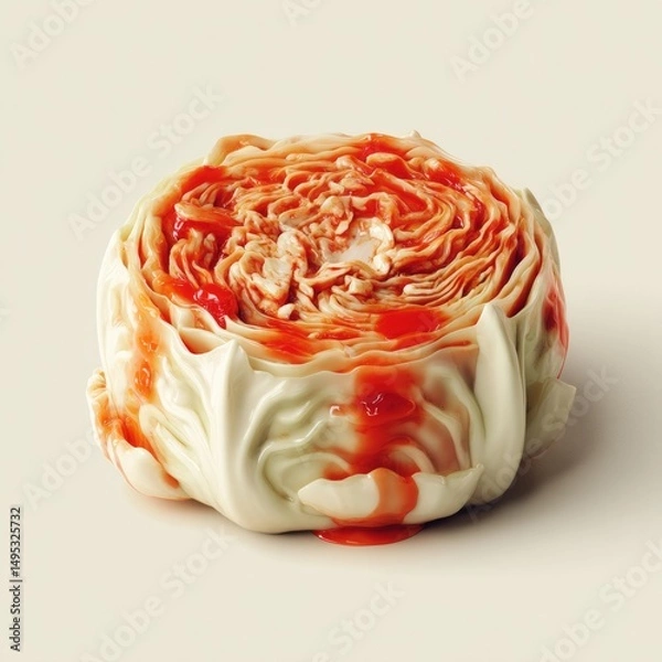 Fototapeta 3D Detailed Model of Fermented Cabbage with Vibrant Colors