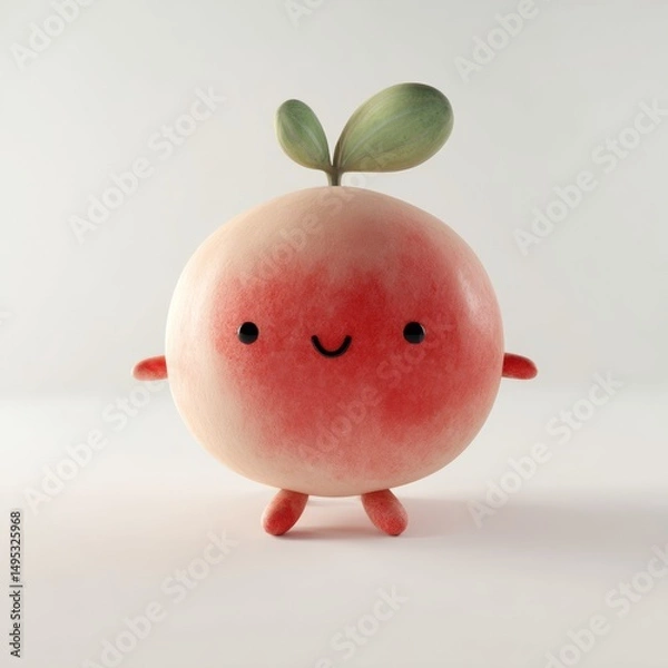 Fototapeta Cute 3D Character with Soft Gradient and Playful Design Elements