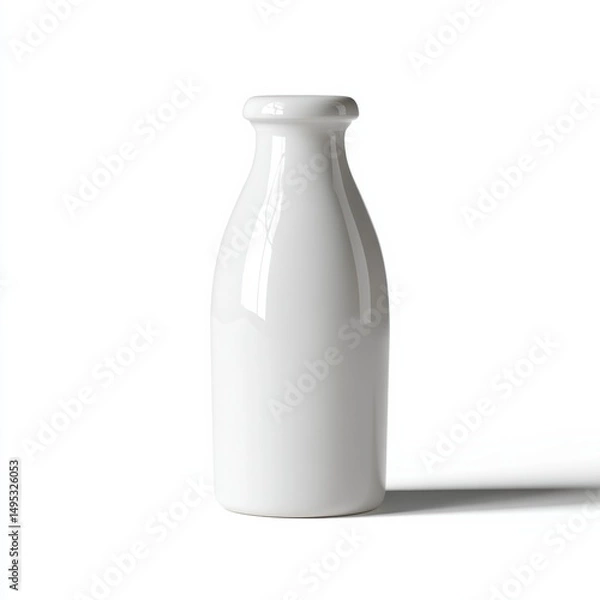 Fototapeta Glossy Cute 3D Bottle of Drinkable Fermented Milk on White Background
