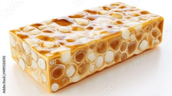 Fototapeta High Detail 3D Tempeh Block with Glossy Skin and Visible Details