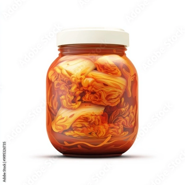 Fototapeta Iconic 3D Representation of Spicy Fermented Kimchi in Jar