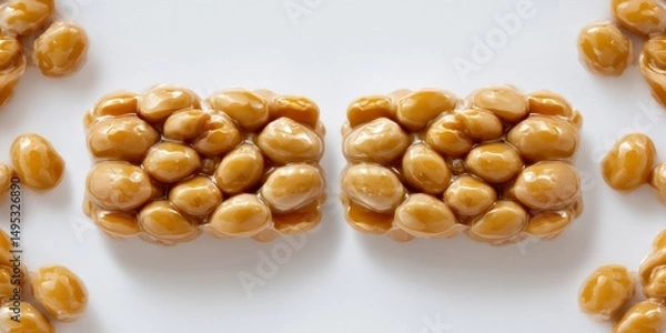 Fototapeta Isolated Close-Up of Sticky Natto Gum with Symmetrical Arrangement