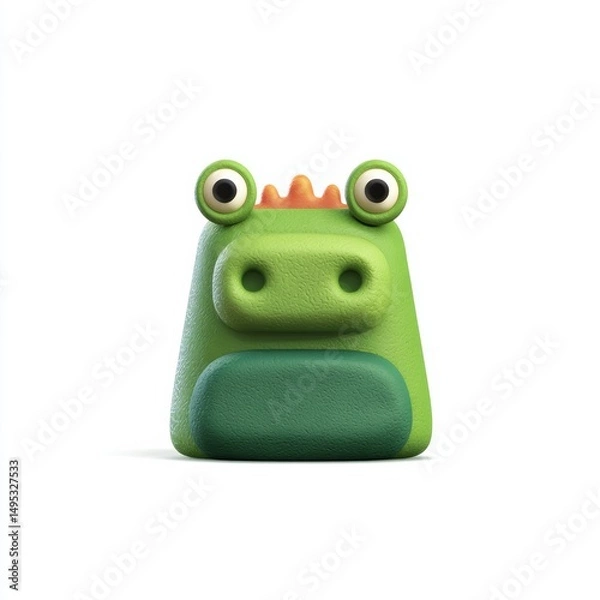 Fototapeta Playful 3D Icon of a Vibrant Green Creature in Colorful Design