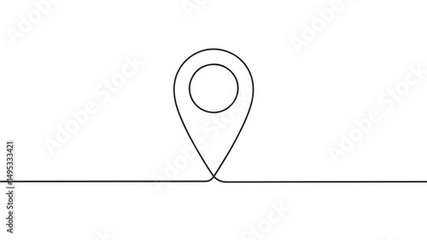 Fototapeta map pointer  vector illustration simple one line drawing