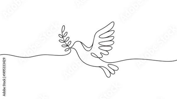 Fototapeta dove of peace  vector illustration simple one line drawing
