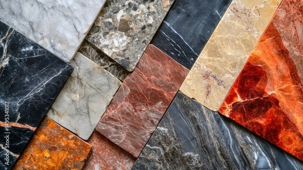 Fototapeta Collection of Diverse Marble Slabs Textures and Colors