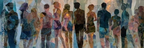 Fototapeta Multicolored profiles of faces representing a range of cultures