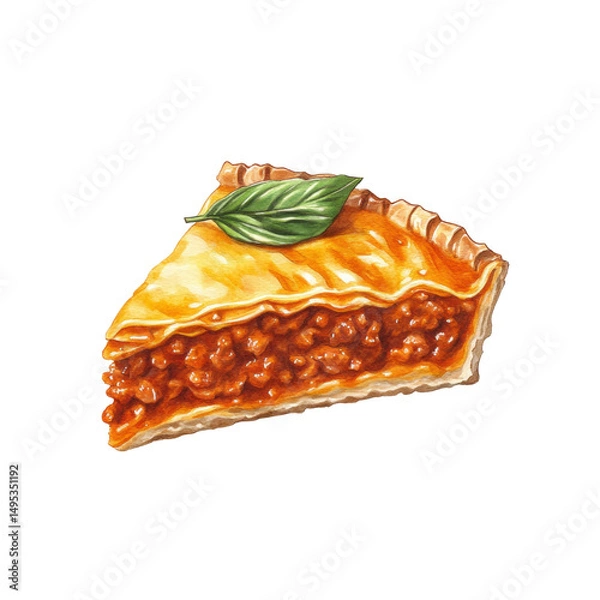 Obraz Isolated meat pie slice drawing