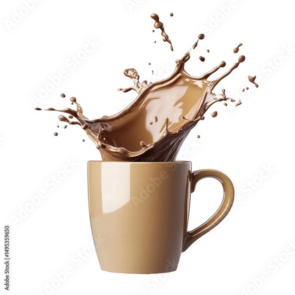 Obraz Isolated Coffee Splash in Brown Mug