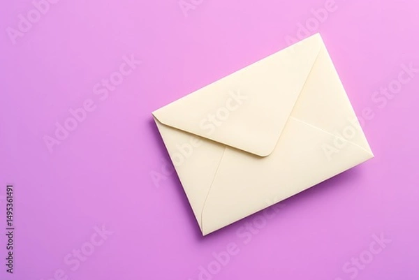Fototapeta Vintage Sealed Envelope with purple smooth background color which is beautiful