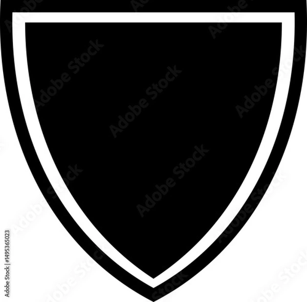 Fototapeta Shield silhouette flat icon. Protect shield security icon sign. Shield badge quality symbol isolated on transparent background. Design element for safety and protection. Vector illustration.