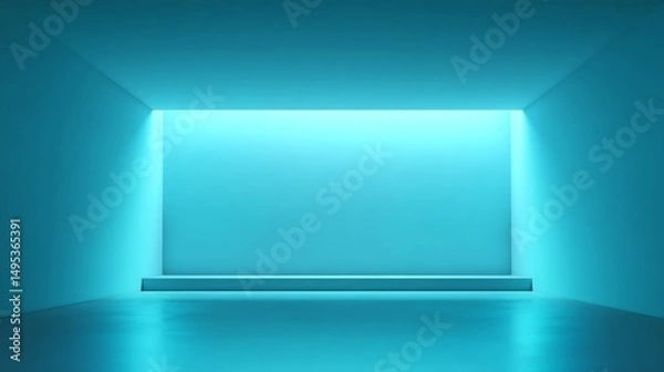 Fototapeta Blue studio room. Limbo light background. Abstract 3d backdrop for product presentation. Minimal wall scene. Showcase, promotion display modern