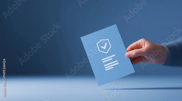 Fototapeta A business person is holding the certification contract documents