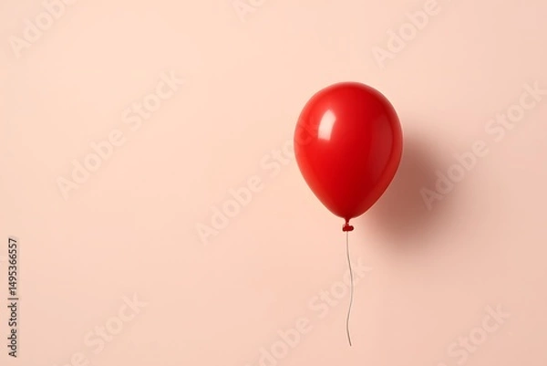 Fototapeta Metallic red Balloon Floating in Light