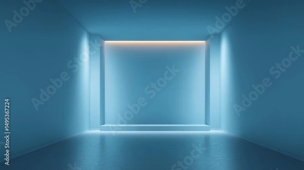 Fototapeta Blue studio room. Limbo light background. Abstract 3d backdrop for product presentation. Minimal wall scene. Showcase, promotion display modern