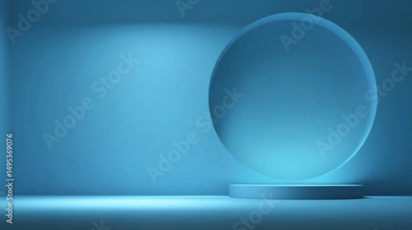 Fototapeta Blue studio room. Limbo light background. Abstract 3d backdrop for product presentation. Minimal wall scene. Showcase, promotion display modern
