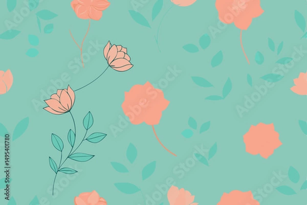 Fototapeta seamless pattern with flowers