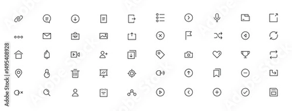 Fototapeta Array of sleek minimal user interface icons
