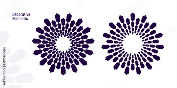 Obraz Abstract decorative elements in circle. Art design spiral as sign, logo or icon. A black figure on a white background vector illustration