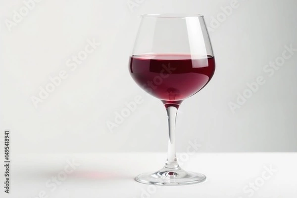 Obraz Rich red wine in elegant glass, pristine white backdrop, beverage, luxury