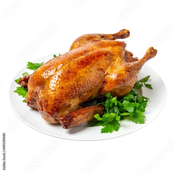 Obraz roasted chicken on white background