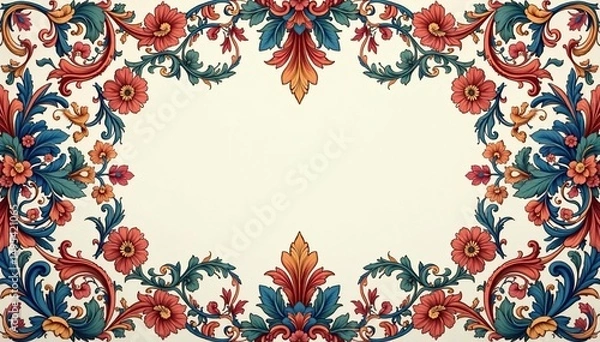 Obraz Intricate floral damask, elegant swirls and vines , pattern, interior