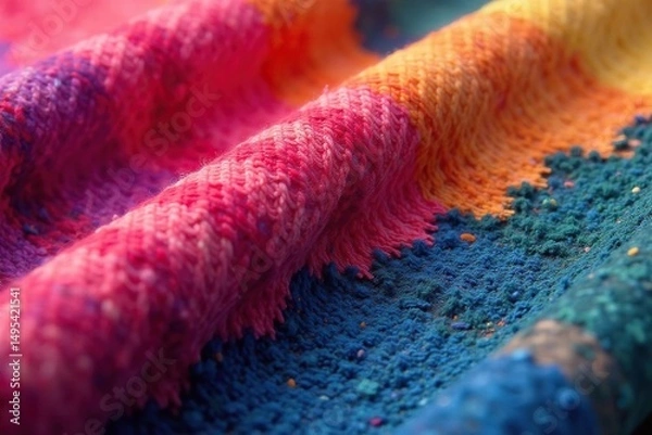 Obraz Close-up of fabric swatch showcasing intricate woven design, surface, pattern