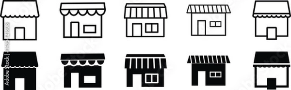 Fototapeta shop store icon symbol, online shopping marketplace icons. vector icon shop building outline style. editable stroke
