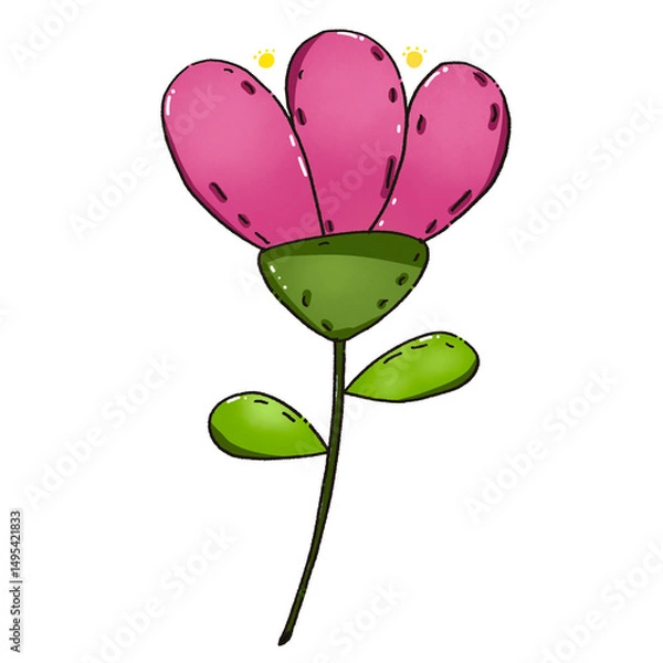 Obraz Pink flower .Flower illustration. Flowers transparent background. Flower cartoon, falling petals