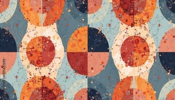 Obraz Abstract geometric shapes in muted tones form a repeating pattern ideal for home d?cor , stylish, design element