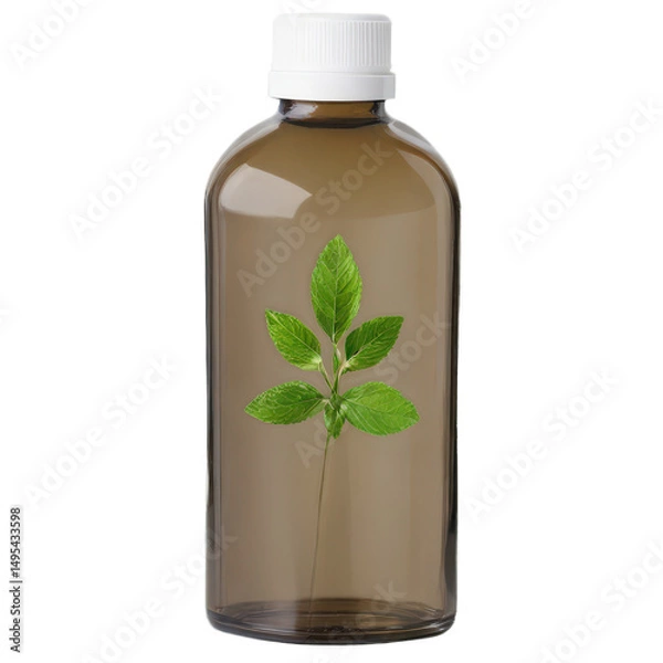 Obraz Bottle for essential oil isolate on white background. Selective focus. nature.