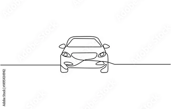 Fototapeta Modern city car continuous one line drawing. Sports car single line art illustration, Line Continuous Line Drawing background.