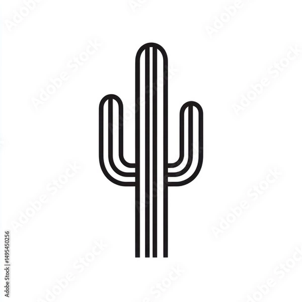Fototapeta Desert cactus illustration, minimalist design, white background, nature icon