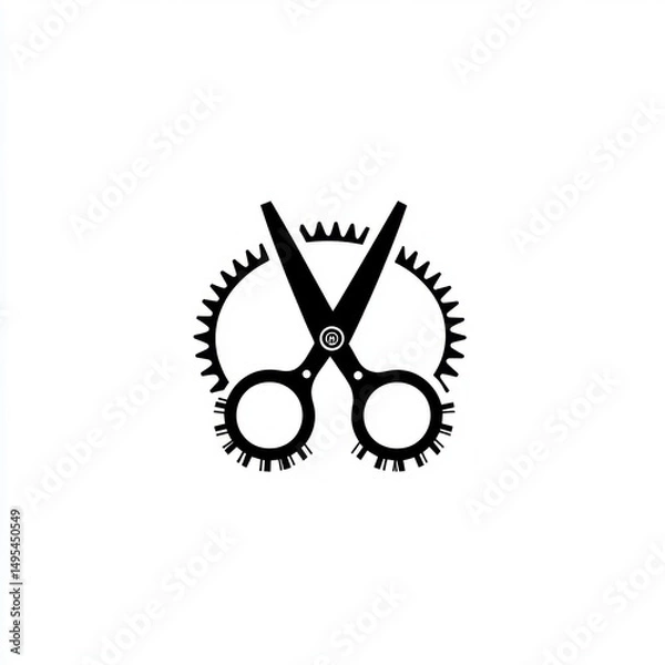 Fototapeta Scissors gear design, white background, precision cutting